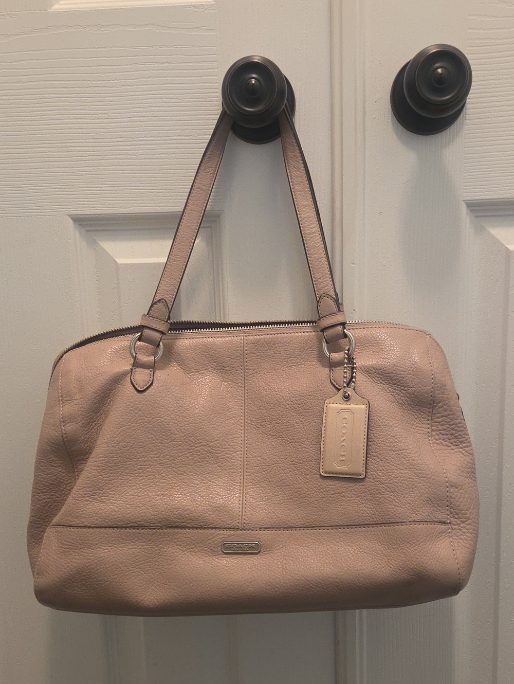 Coach Pebbled Leather Shoulder Bag in Light Taupe